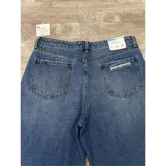 Abound Distressed High Rise Mom Jeans Denim Ankle Crop Women’s Sz 32 - Picture 6 of 7